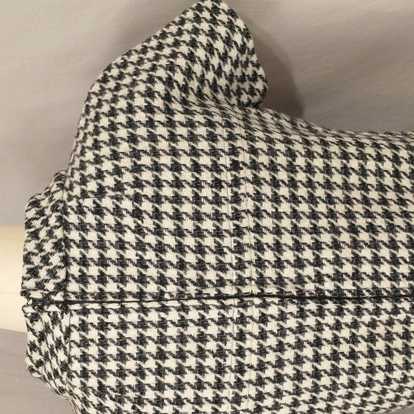 Vintage 60s Wool Dress Houndstooth Check Black & White Classy Midi SeeMeasure - Picture 5 of 16